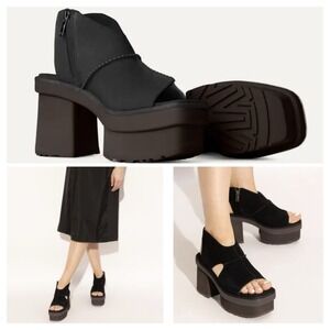 UGG BLACK NEW HEIGHTS PLATFORM BOOT SANDAL WOMEN 9 NEW 1167479 Goth Emo PunkRock